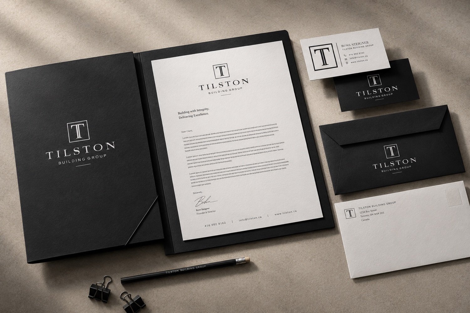 Elegant brand identity stationery system